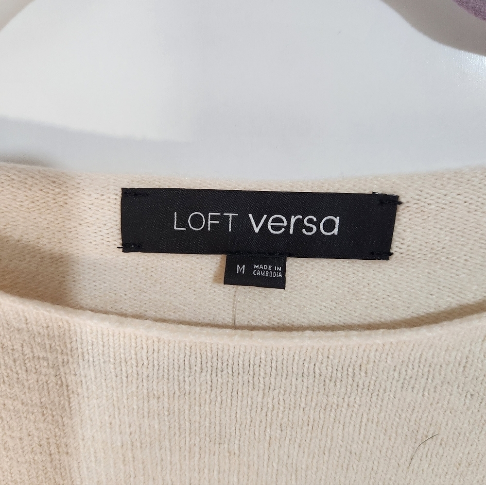 LOFT Versa cream cropped crewneck sweater, Size Medium - Picture 2 of 7